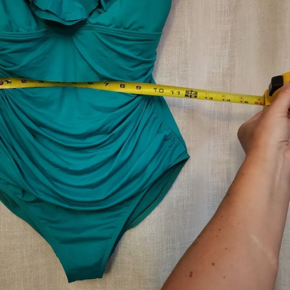 Lauren Ralph Lauren Teal Onepiece With Ruffles